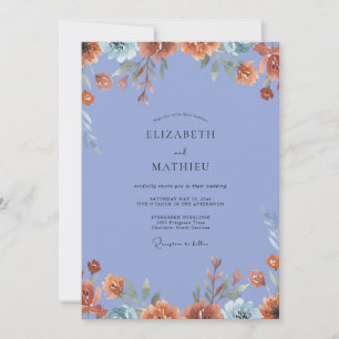Cornflower Ochre Wildflower Wedding Invitation