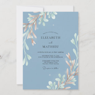Cornflower Painted Branch Wedding Invitation