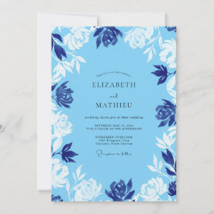 Cornflower Painted Petal Wedding Invitation