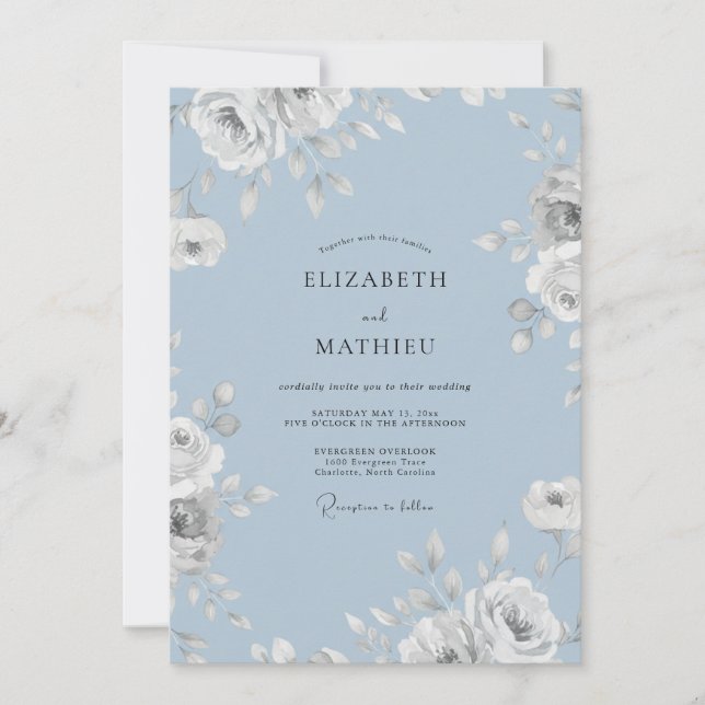 Cornflower Petal Wedding Invitation (Front)