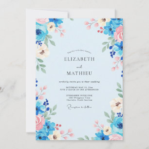Cornflower Pink Painted Wedding Invitation