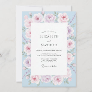 Cornflower Pink Watercolor Wedding Invitation