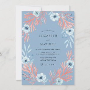 Cornflower Rust Anemone Wedding Invitation