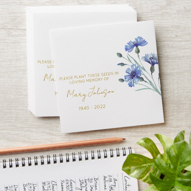 Cornflower | Simple Memorial Seed Envelope (Stacked)
