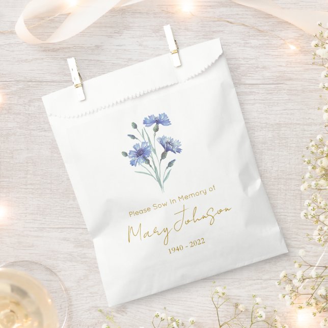 Cornflower | Simple Seed packet Funeral  Favour Bags (Clipped)