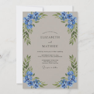 Cornflower Taupe Petal Wedding Invitation