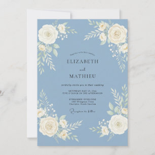Cornflower White Painted Wedding Invitation