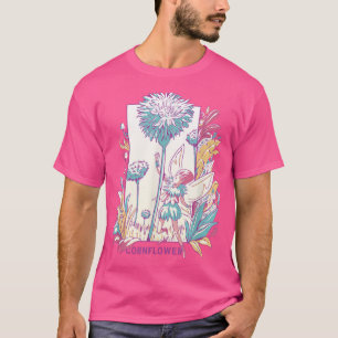 Cornflower Winged Fairy With Flowers Nature Fantas T-Shirt