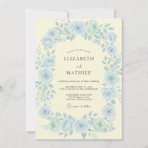 Cornflower Yellow Wreath Wedding Invitation