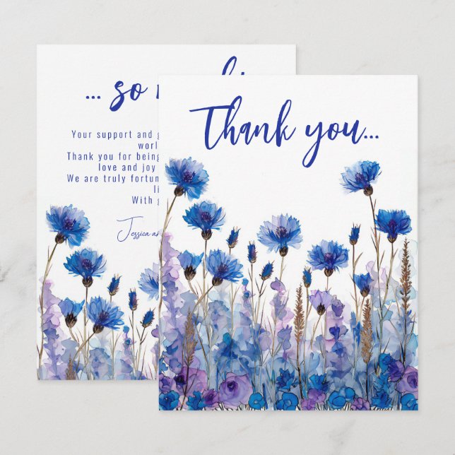 💍 Cornflowers and Lavender Bliss  Thank You Card (Front/Back)