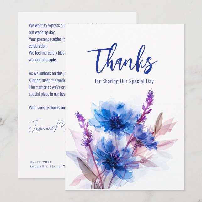 💍  Cornflowers and Lavender Bliss  Thank You Card (Front/Back)