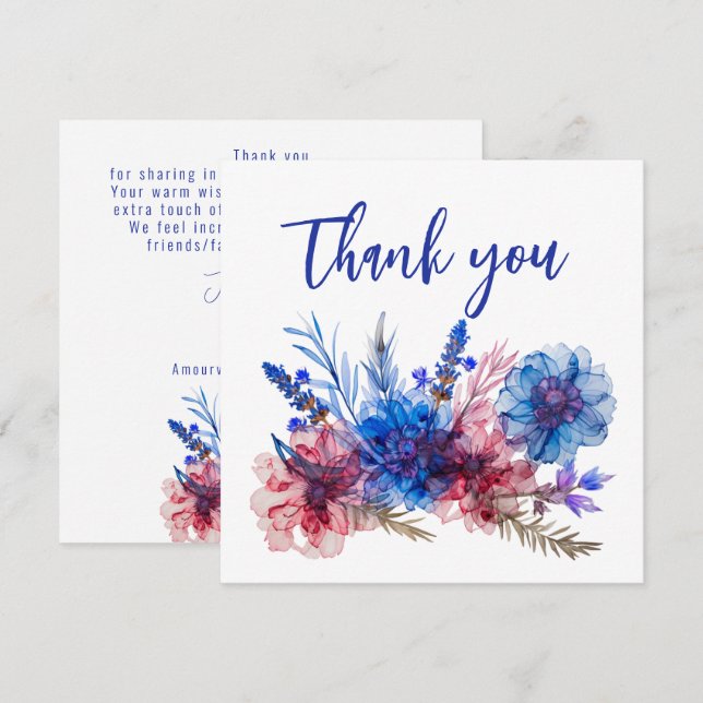 💍 Cornflowers and Lavender Bliss  Thank You Card (Front/Back)