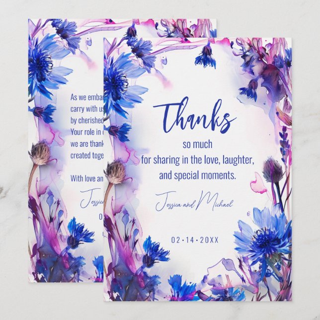 💍Cornflowers and Lavender Bliss Thank You Card (Front/Back)