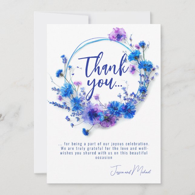 💍 Cornflowers and Lavender Bliss  Thank You Card (Front)