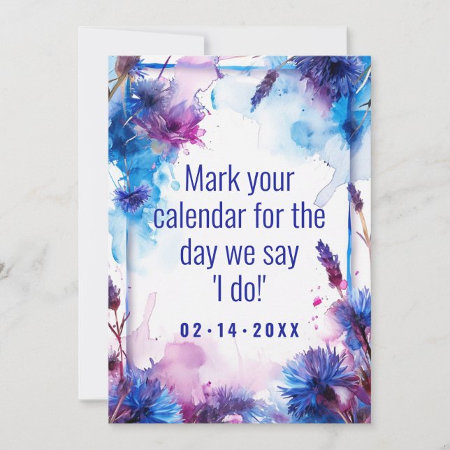 💍 Cornflowers and Lavender Elegance Holiday Card (Front)