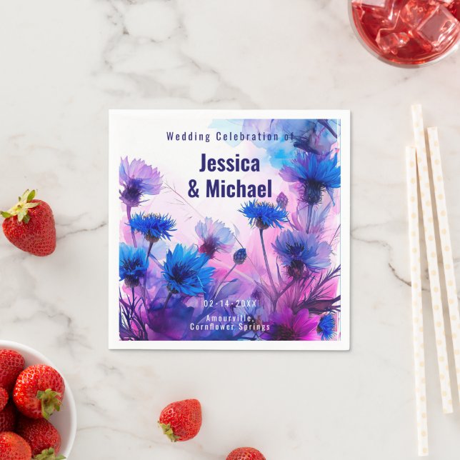 💍🪻  Cornflowers and Lavender Elegance Napkin (Insitu)