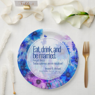 💍 Cornflowers and Lavender Elegance Paper Plate