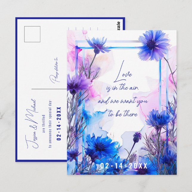 💍 Cornflowers and Lavender Elegance Postcard (Front/Back)