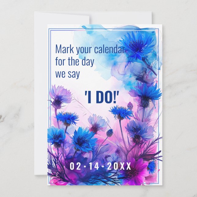 💍 Cornflowers and Lavender Elegance Save The Date (Front)