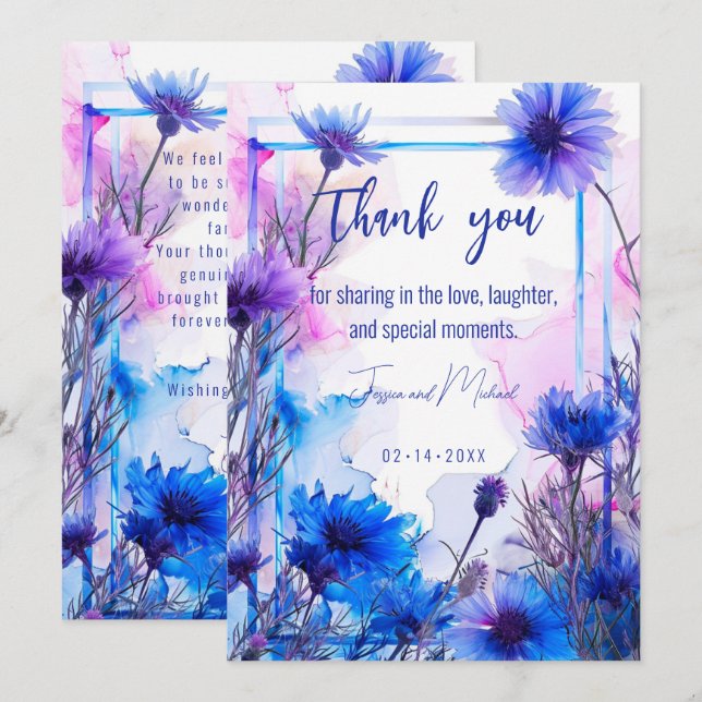💍 Cornflowers and Lavender Elegance Thank You Card (Front/Back)