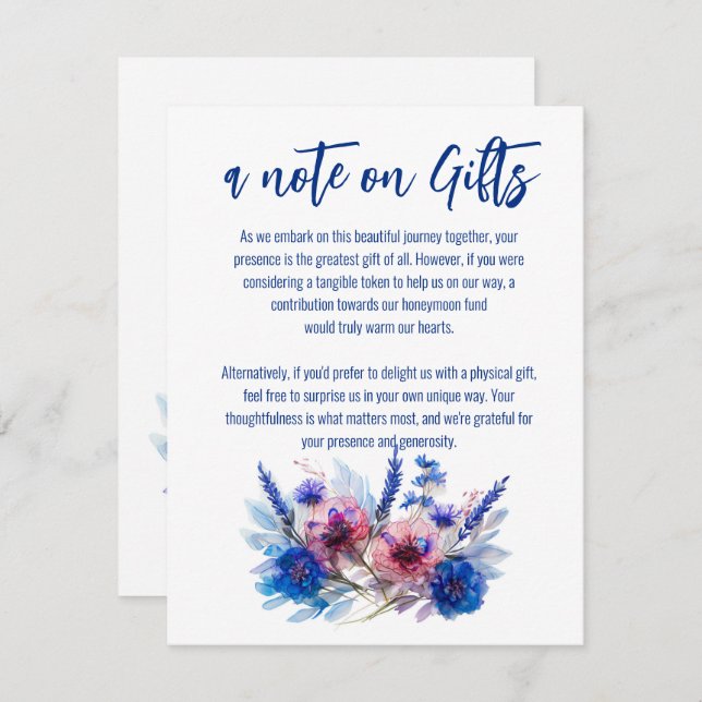 Cornflowers and Lavender note on Gifts Enclosure (Front/Back)