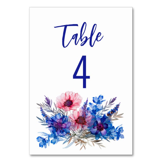 💍Cornflowers and Lavender  Table Number (Front)