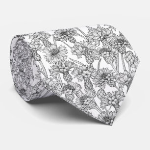 Cornflowers, black and white tie