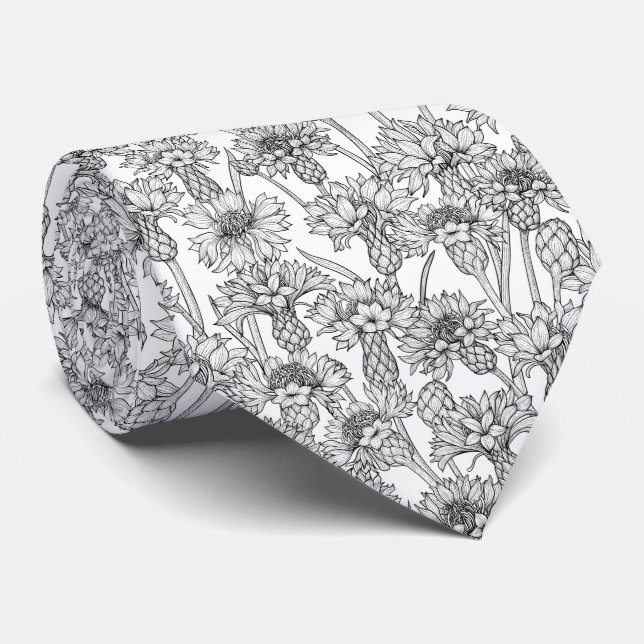 Cornflowers, black and white tie (Rolled)