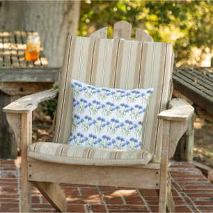 Cornflowers blue flowers watercolor Pattern Cushion