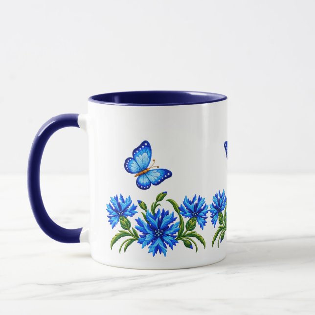 Cornflowers & Butterflies Mug (Left)