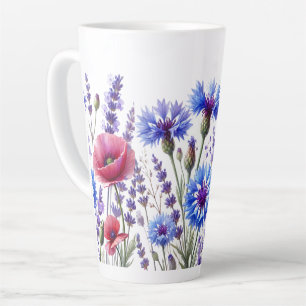 Cornflowers Floral Watercolor Wildflowers Pretty Latte Mug
