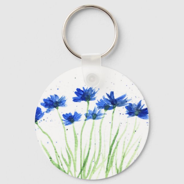 Cornflowers flowers key ring (Front)