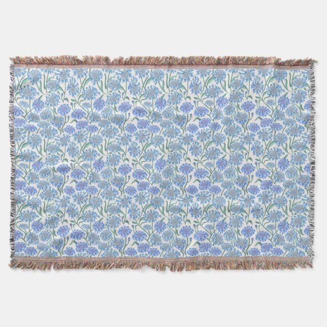 Cornflowers In Crayon Blue Throw Blanket (Front)