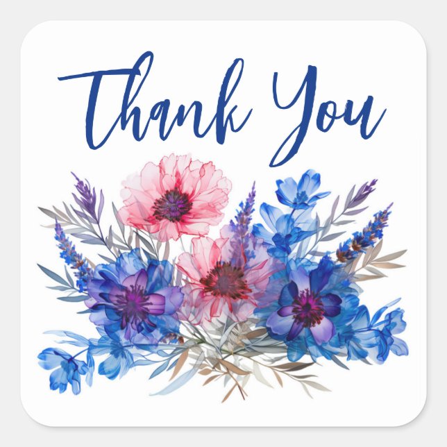 💍  Cornflowers & Lavender Square Sticker (Front)