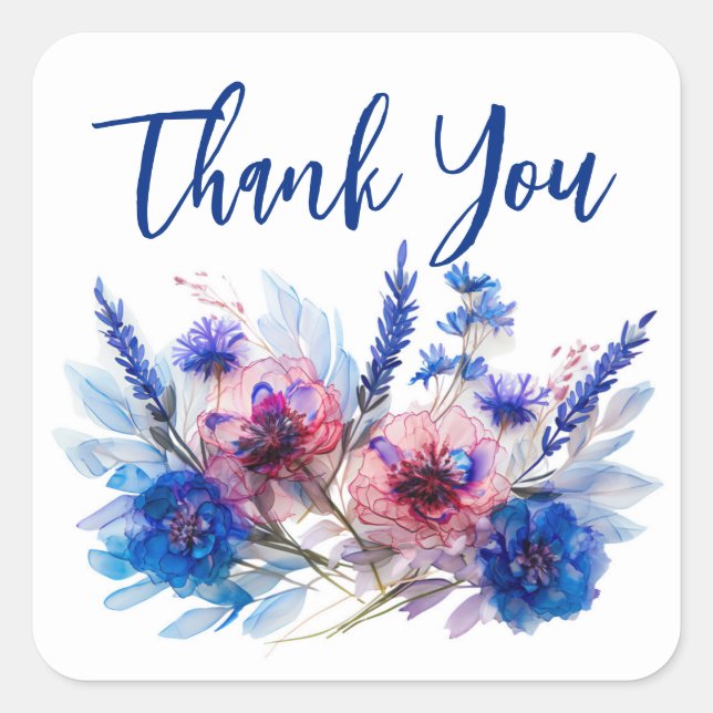 💍  Cornflowers & Lavender Square Sticker (Front)