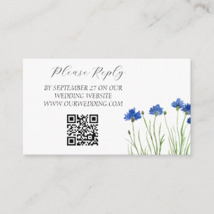 Cornflowers Watercolor Blue Flowers Wedding  Enclosure Card