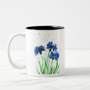 Cornflowers watercolour Two-Tone coffee mug