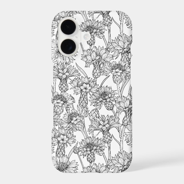 Cornflowers, wild flowers in black and white (Back)