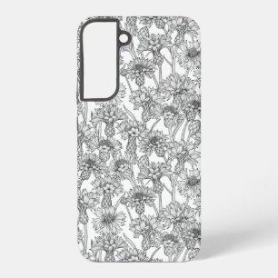 Cornflowers, wild flowers in black and white samsung galaxy case