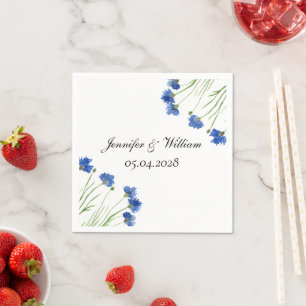 Cornflowers Wildflowers Flowers Watercolor Wedding Napkin