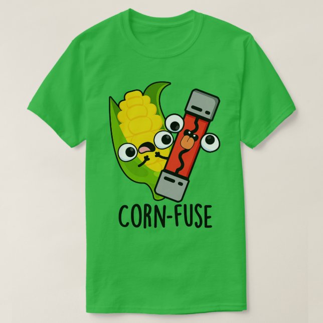 Cornfuse Funny Confused Pun T-Shirt (Design Front)