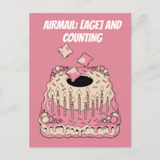 Cornhole Airmail Birthday Cake Joke Humour Postcard