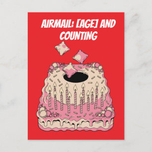 Cornhole Airmail Birthday Cake Joke Humour Postcard