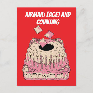 Cornhole Airmail Birthday Cake Joke Humour Postcard