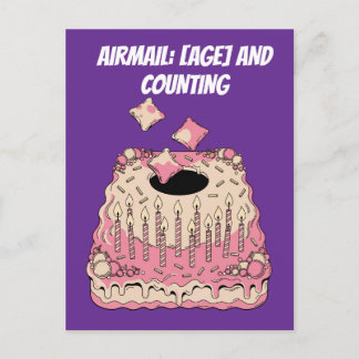 Cornhole Airmail Birthday Cake Joke Humour Postcard