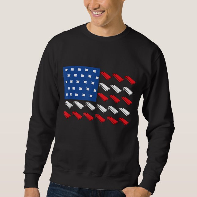 Cornhole American Flag For Player Drinking Team Sweatshirt (Front)