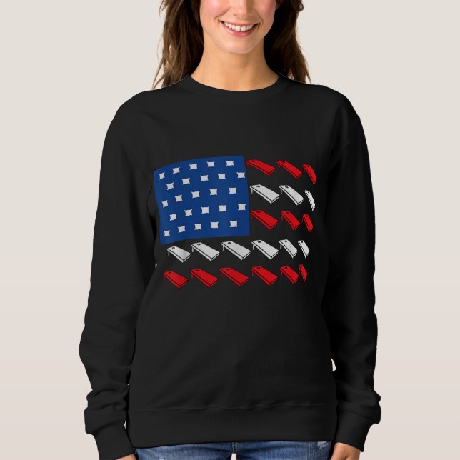 Cornhole American Flag For Player Drinking Team Sweatshirt (Front)