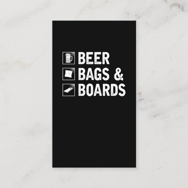 Cornhole Bag and Beer Drinking Corn Player Business Card (Front)
