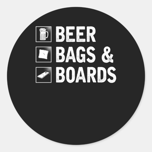 Cornhole Bag and Beer Drinking Corn Player Classic Round Sticker (Front)