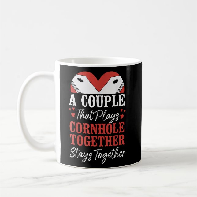 Cornhole Bean Bag Player Champ Couple Girlfriend Coffee Mug (Left)